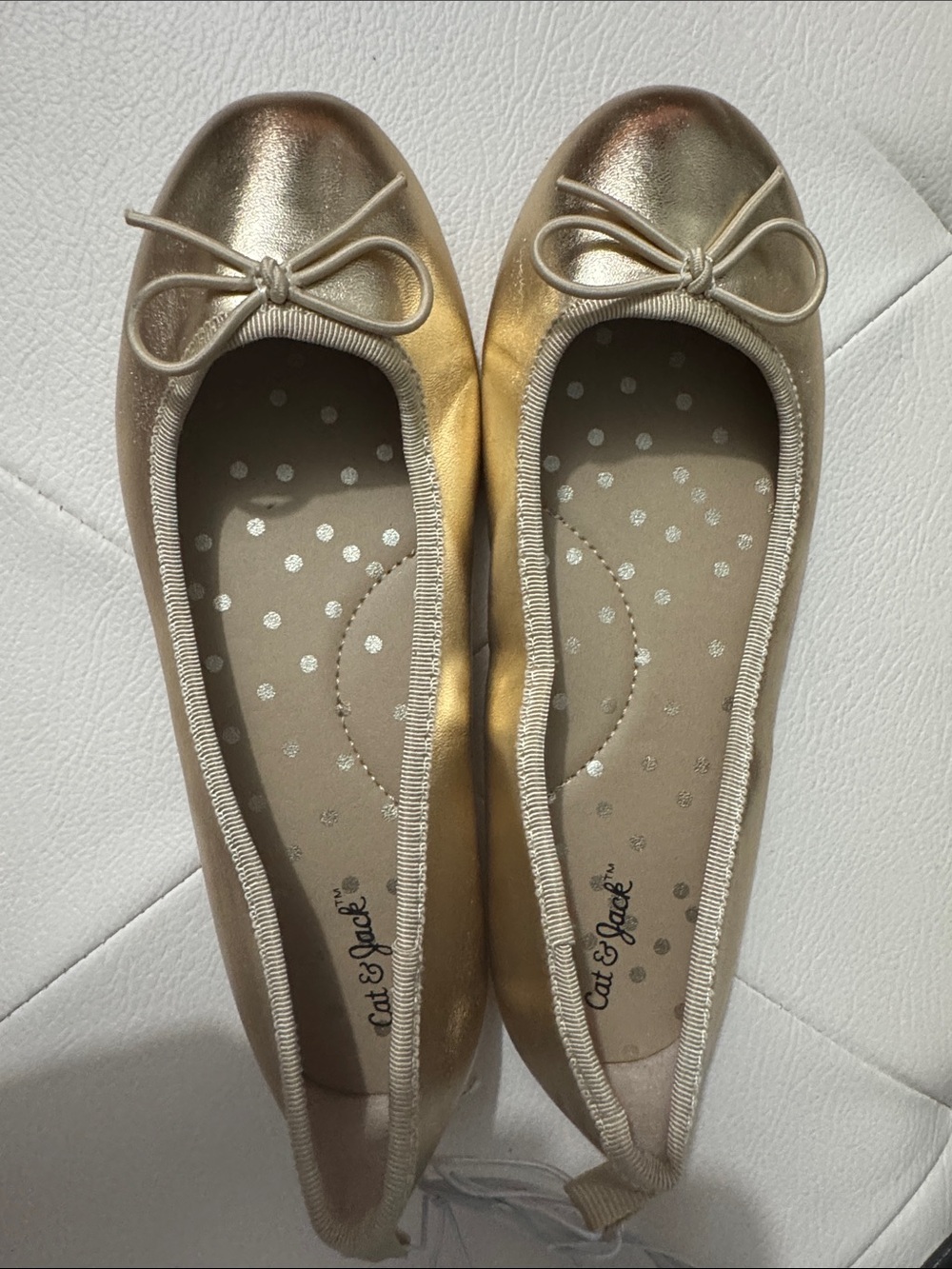 Cat & Jack Metallic Gold Ballet Flats with Bow